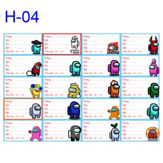 Nhãn vở Among US ( 1 set 20 cái nhãn vở)