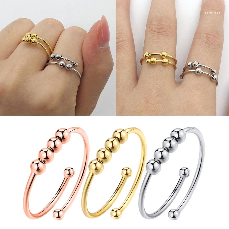 San * Lo Âu Fidget Ring với Hạt Giảm Căng Thẳng Vòng Spinner Nhẫn Thiền