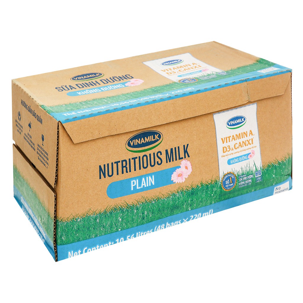 Combo 10 Bịch Sữa Vinamilk Không đường 220ml
