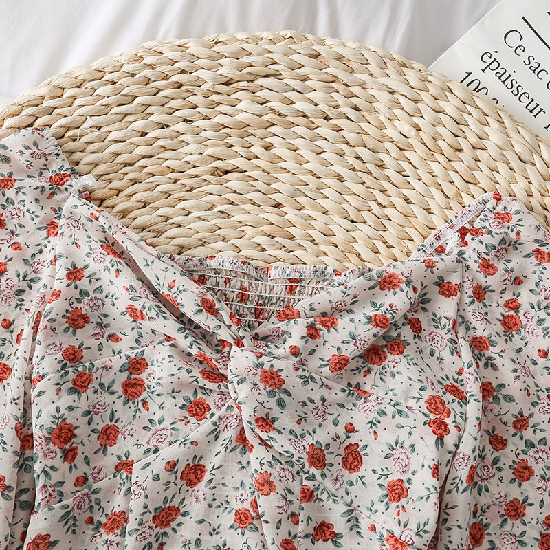 Áo chiffon in họa tiết dáng dài hở vai phong cách thời trang chất lượng cao