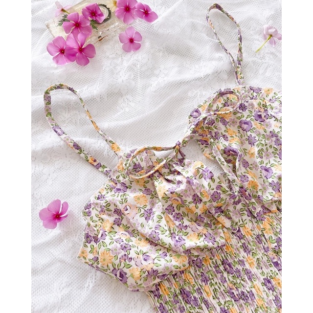 Áo 2 dây hoa nhí bo chun