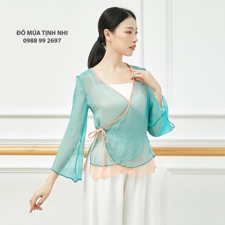 (có sẵn) Áo múa Trung Quốc vạt chéo voan tay lửng buộc dây A158 ĐỒ MÚA TỊNH NHI