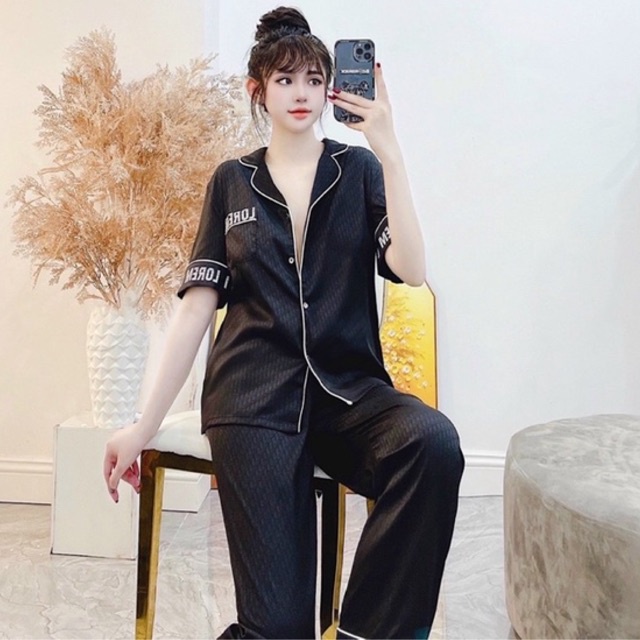 pijama lụa xước cao cấp Quảng Châu tay ngắn LOREM