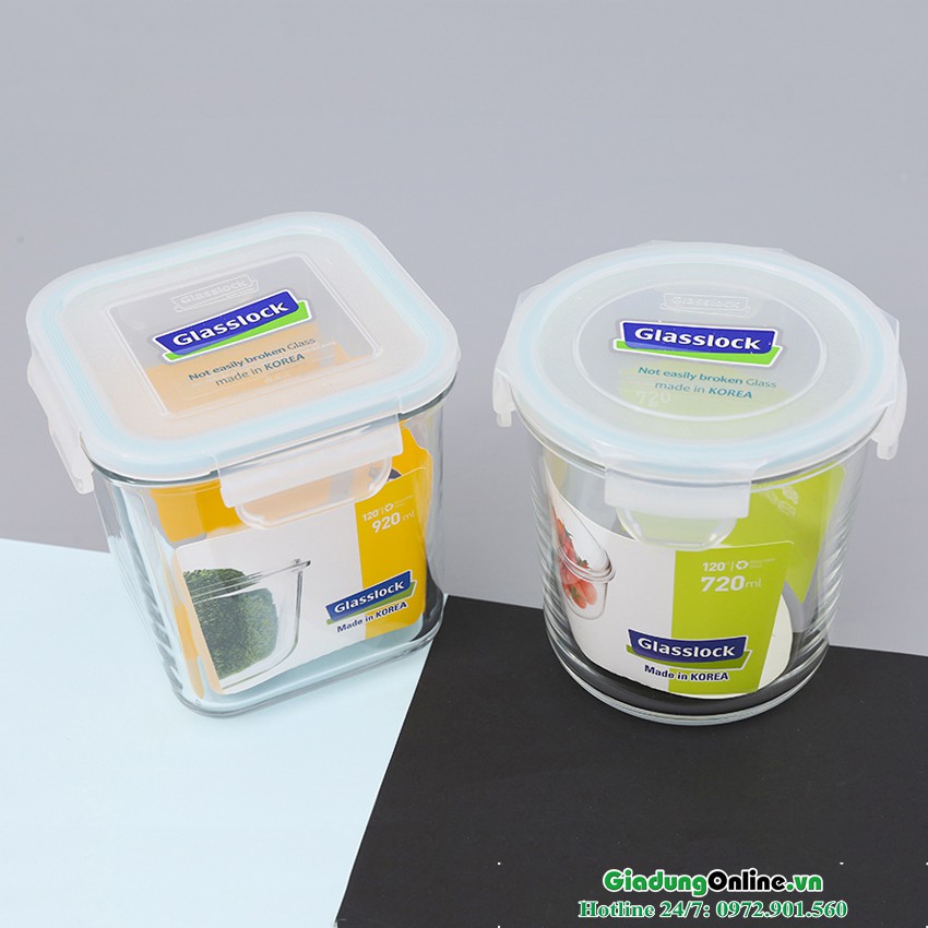 Bộ 2 Hộp Thủy Tinh Glasslock GL44 (720 + 920 ml) Hàn Quốc - Larva Store
