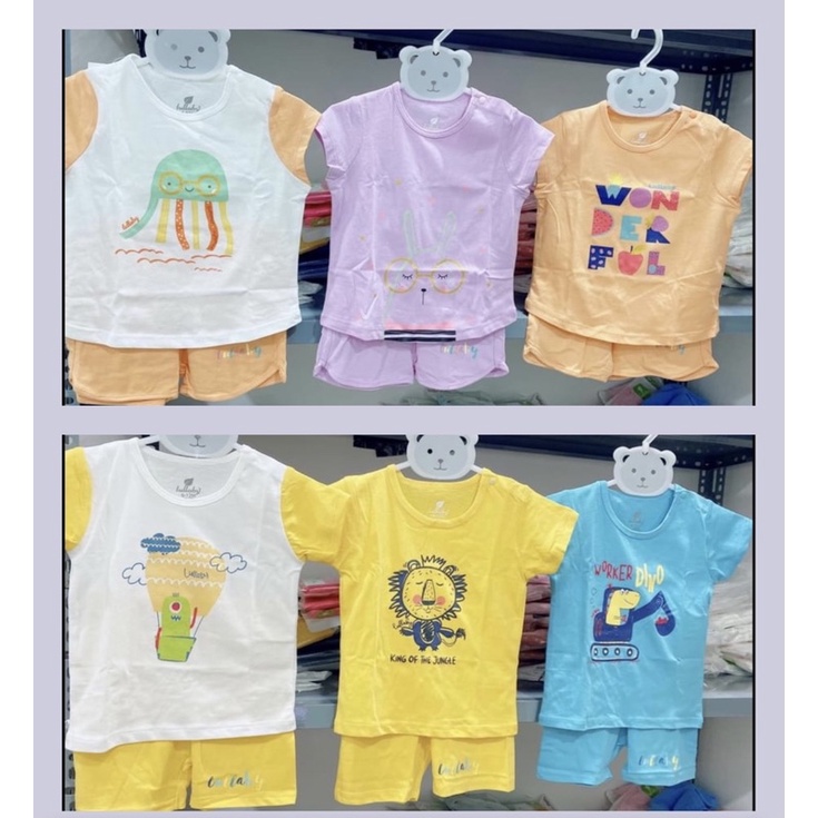 Bộ cộc tay cài vai bé trai Lullaby
