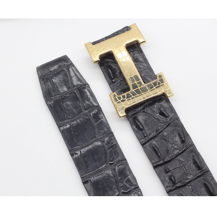 Dây Thắt Lưng Dây Nịt Gai Da Cá Sấu Thật Bản 3.8cm Bản Liền Không Nối Sản Phẩm Kèm Mặt Khóa Cao Cấp Bảo Hành 12 Tháng