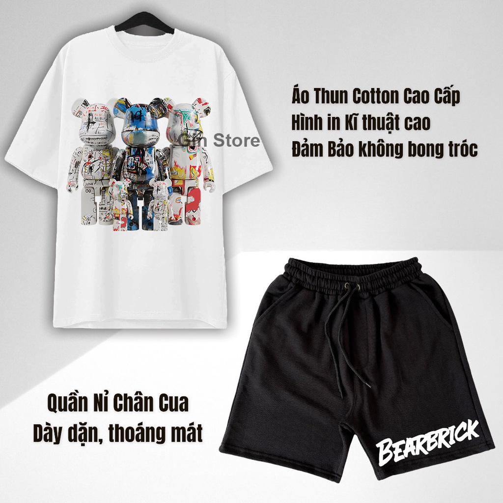 Set Bộ Áo thun bearbrick số 1 - Vải Cotton Cao Cấp Unisex