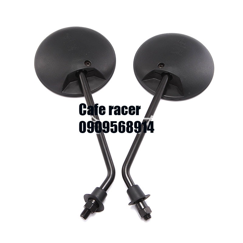 Gương chiếu hậu tròn classic cafe Racer chân ốc 10mm cao 30cm