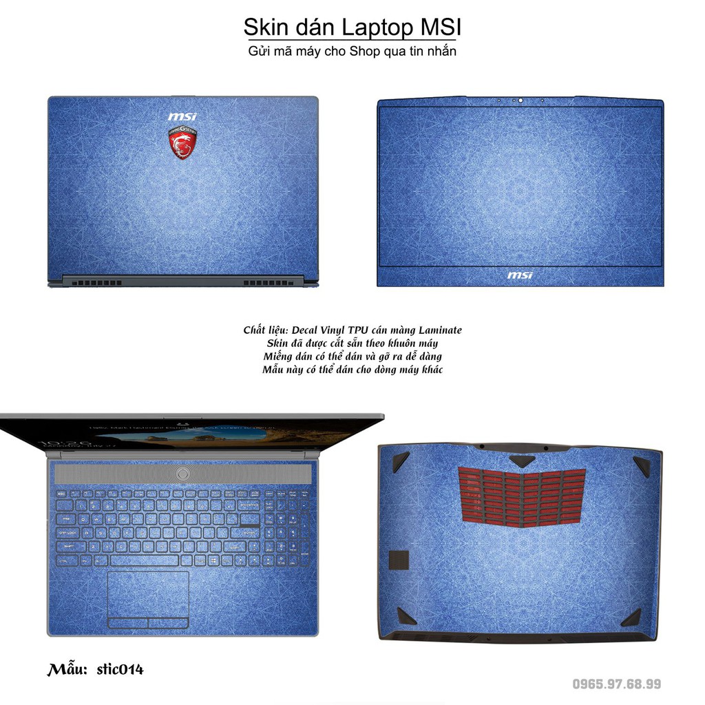 Skin dán Laptop MSI in hình Hoa văn sticker nhiều mẫu 3 (inbox mã máy cho Shop)