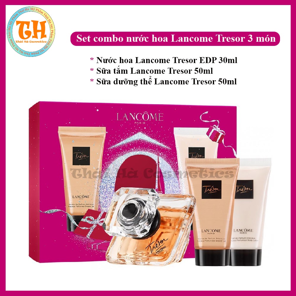 Set combo Lan.co.me Tresor 3 món: Nước hoa Tresor EDP 30ml, Sữa tắm Tresor 50ml, Sữa dưỡng thể Tresor 50ml