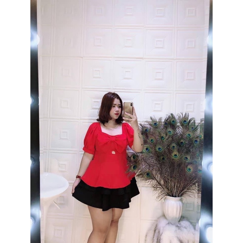 Áo peplum nơ bigsize 60=&gt;90kg( áo kiểu  bigsize)