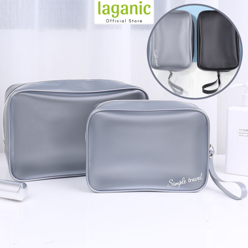 Túi đựng mỹ phẩm Simple Travel [Silver &amp; Black] chống thấm nước, đựng đồ trang điểm, cá nhân, tiện lợi đi du lịch