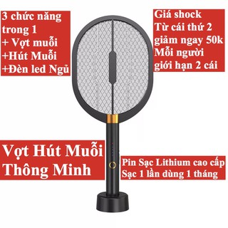 Vợt hút muỗi thông minh 3 trong 1 hot trend 2021, vợt muỗi thông minh kiêm hút muỗi và đèn ngủ