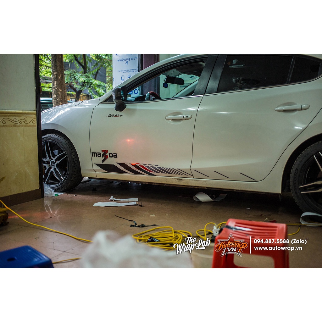 Tem họa tiết xe Mazda 3 Race Sport - Tem họa tiết ô tô Mazda, tem dán sườn xe thể thao