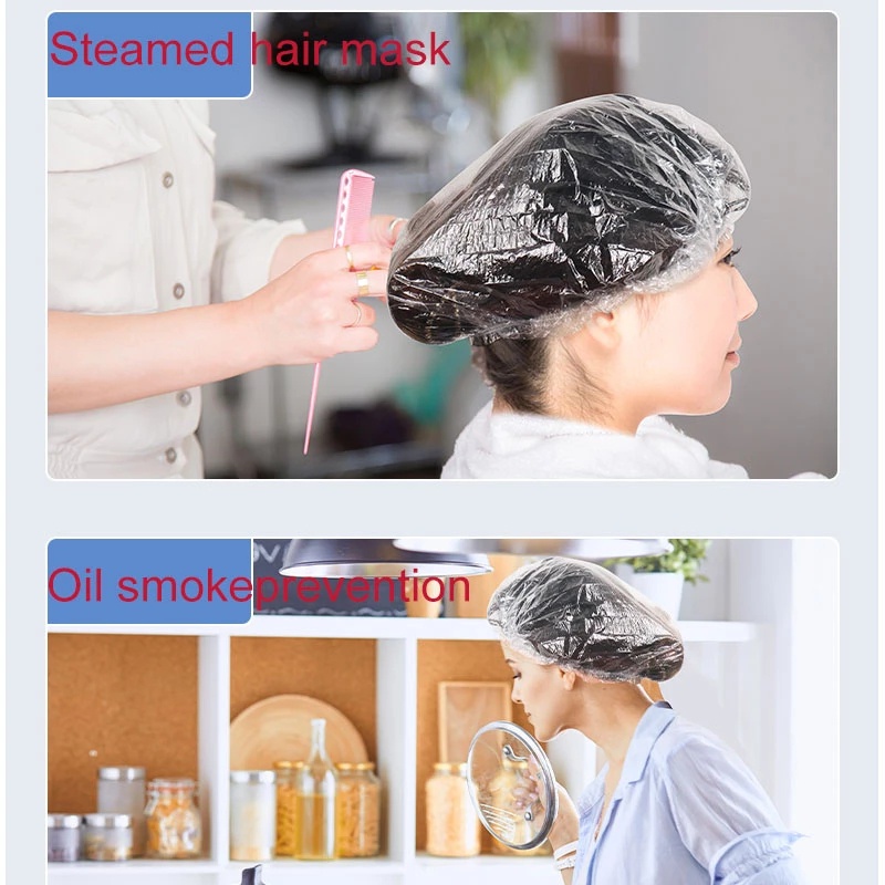 Set 100 Mũ Tắm Nhuộm Tóc Bằng Nhựa Trong Suốt Chống Nước Dùng Một Lần Cho Salon Làm Đẹp