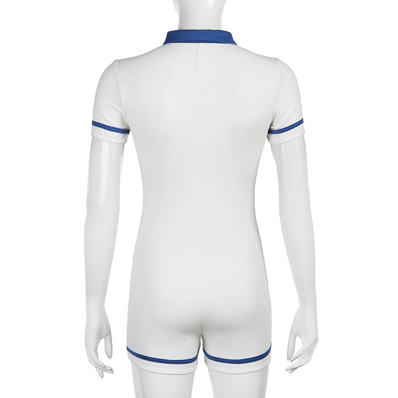 Bộ Áo Liền Quần Cổ Polo Cài Nút Màu Khối KwE2 Cho Nữ