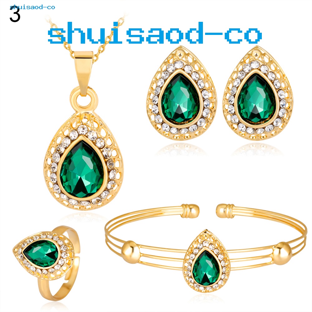 Bộ Trang Sức Mạ Vàng Hình Giọt Nước Phong Cách Cổ Điển Dành Cho Nữ