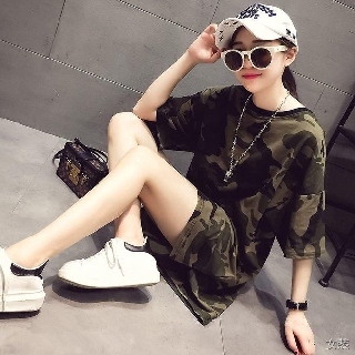 Áo Thun Lửng Tay Lửng Dáng Rộng In Họa Tiết Rằn Ri Thời Trang Mùa Hè Phong Cách Hàn Quốc Cho Nữ