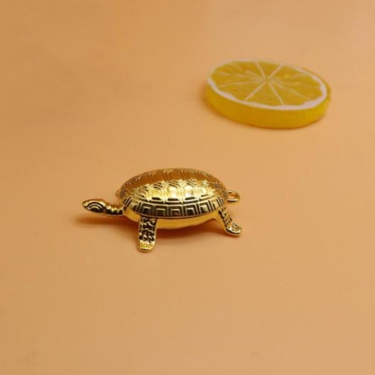 Mặt móc khóa hình chú rùa vàng bằng hợp kim lớn 5cm