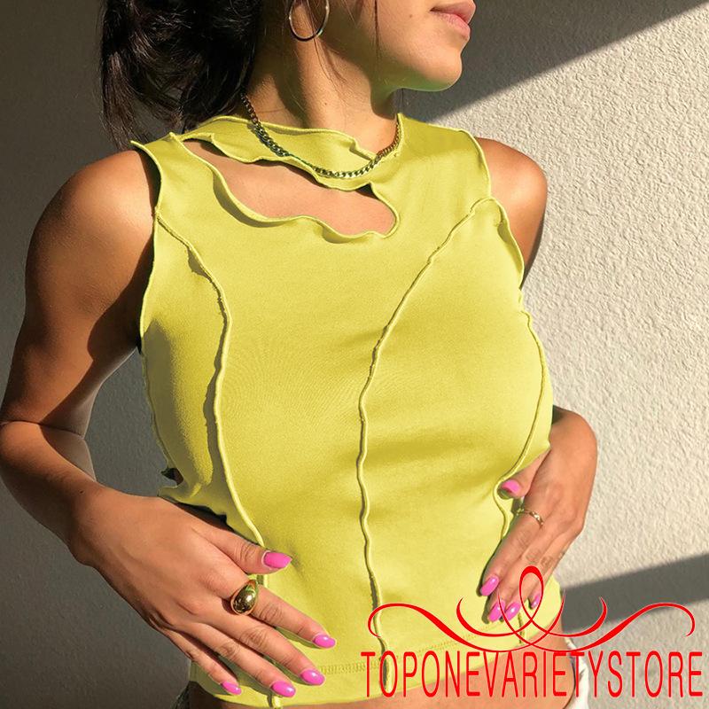 Áo Nữ Không Tay Kiểu Dáng Không Đối Xứng Thời Trang Cá Tính