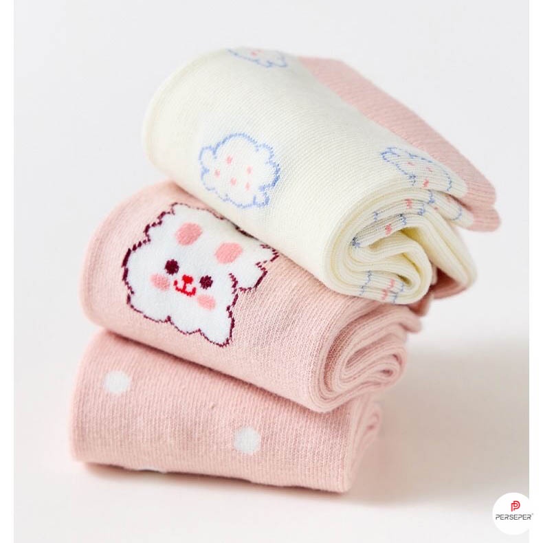Tất cổ cao phong cách Hàn Quốc hiện đại, sét 3 đôi vớ chất liệu cotton - Cherry Shop