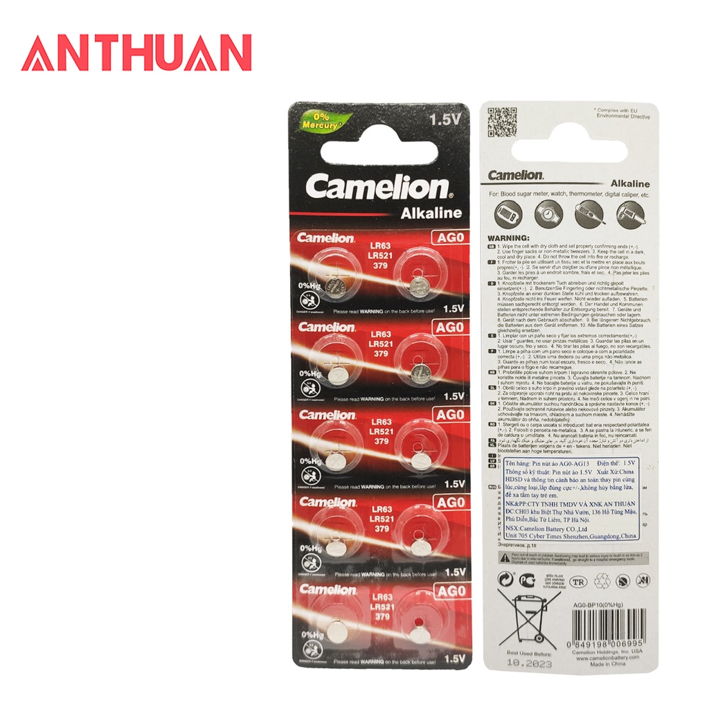Pin AG0-AG12 Camelion 1.5V Pin nút áo, cúc áo Chuyên dùng cho đồng hồ, các thiết bị điều khiển từ xa