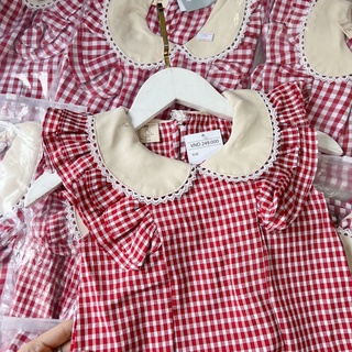 Váy kẻ caro đỏ bé gái