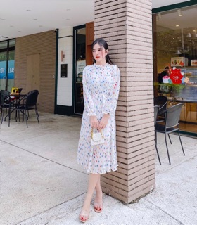 Đầm Maxi Dập Ly Kèm Dây Thắt Eo