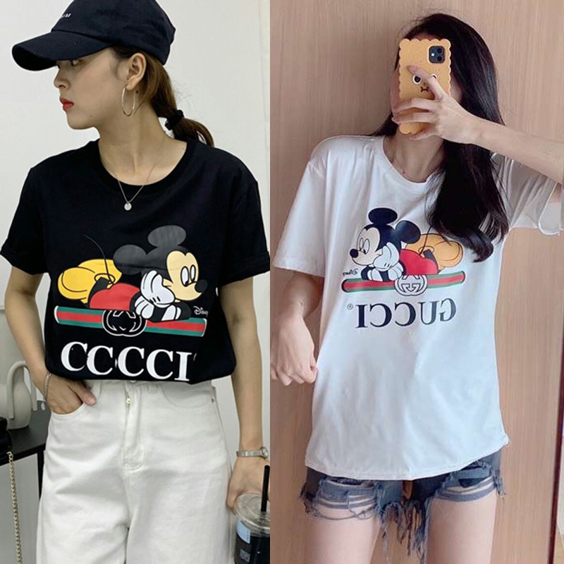 1 Áo Thun Tay Ngắn In Hoạt Hình Mickey Kiểu Hàn Quốc Dễ Thương Cho Các Cặp Đôi