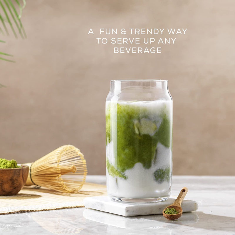 Bộ Cốc Thủy Tinh Uống Bia 6-16Oz Cốc Thủy Tinh Trong Suốt Hình Lon Soda Dễ Thương