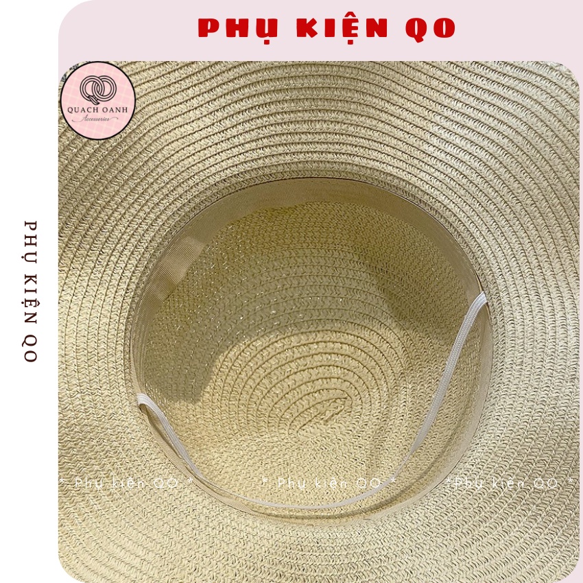 Mũ cói vành rộng sang trọng đính nơ to - MCH14