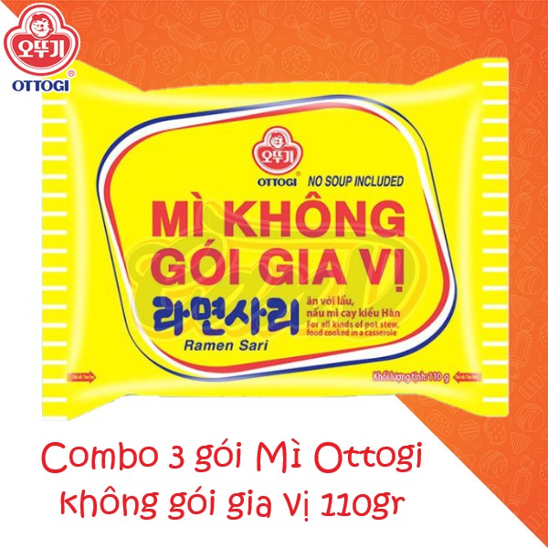 Combo 3 gói Mì Ottogi không gói gia vị 110gr