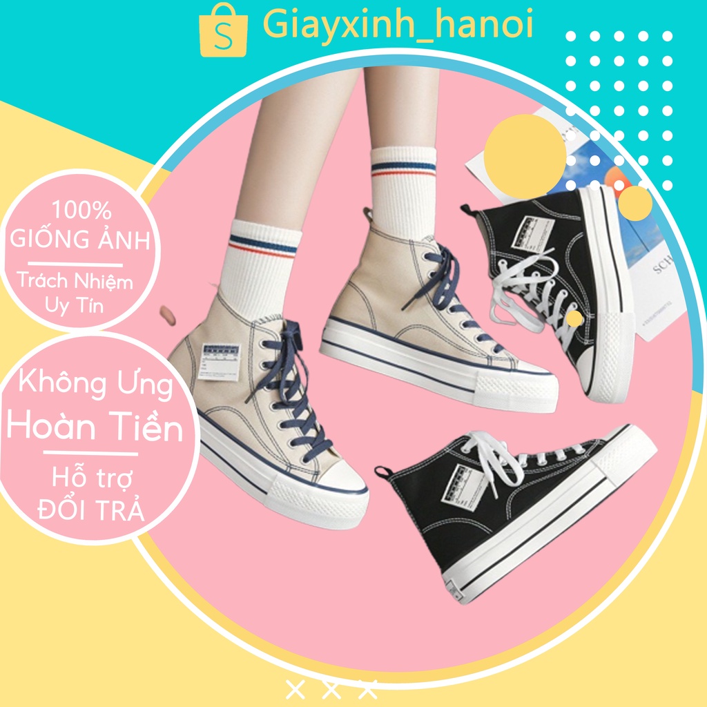 Giày thể thao nữ cao cổ chất vải dáng basic cá tính năng động trẻ trung hot trend