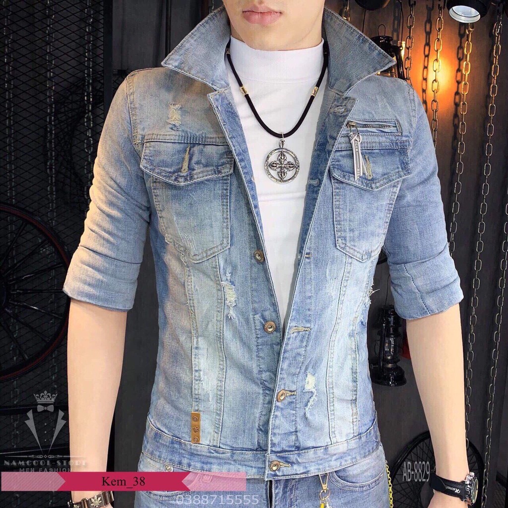 Áo khoác jeans nam cao cấp siêu đẹp, y ảnh