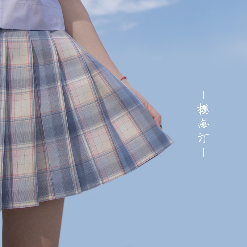 Chân váychân váy dài✕[Sakura Hai Ting] Haruno JK Uniform chính hãng Váy kẻ sọc gốc xếp ly thân ngắn giữa sinh viê