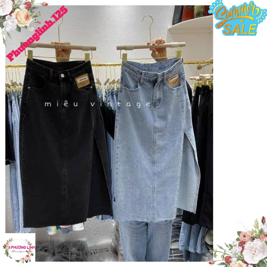 CHÂN VÁY JEAN GÂN XẺ ĐÙI 2M XANH/KHÓI | BigBuy360 - bigbuy360.vn