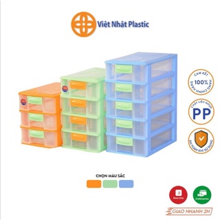 Tủ nhựa mini 3 - 4 - 5 tầng Việt Nhật. Kích thước: 3 tầng: 26x18x25 cm - 4 tầng: 26x18x32 cm  -  5 tầng: 26x18x41 cm