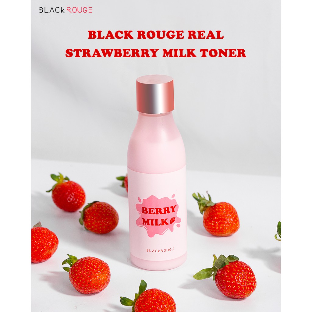 Nước hoa hồng dưỡng ẩm Black Rouge Real Strawberry Milk Toner 200ml