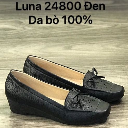 Giày đế xuồng nữ 3p da bò hàng chính hãng Mã (24800) Lunashoes bảo hành 2 năm bong nổ sẵn hàng giày trung niên cho mẹ