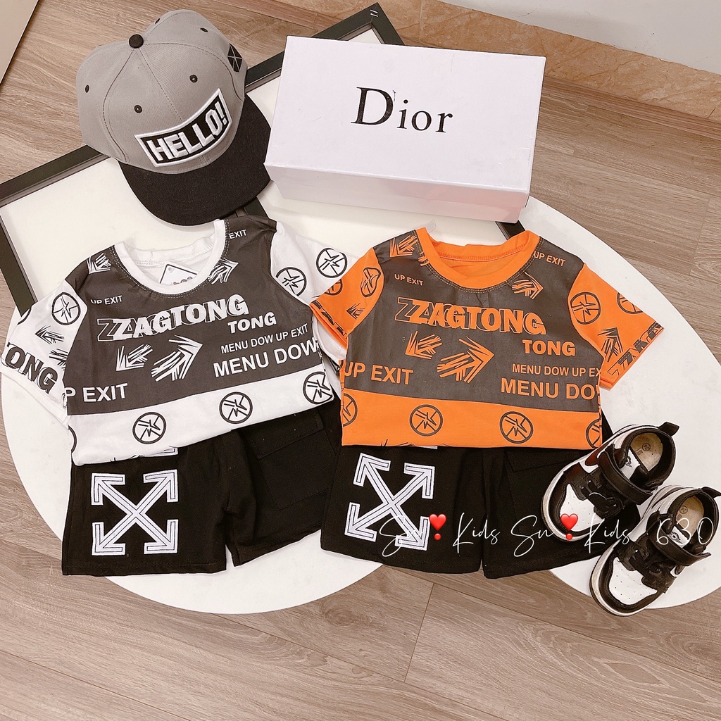 Bộ cộc tay bé trai họa tiết khỏe khoắn, bộ cotton ZAGTONG cực chất cho bé