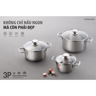 NỒI INOX 304 LOCK&LOCK CLASSIQUE POT SỬ DỤNG BẾP TỪ  [ CSC1609(16cm), CSC2009(20cm), CSC2409(24cm) ]