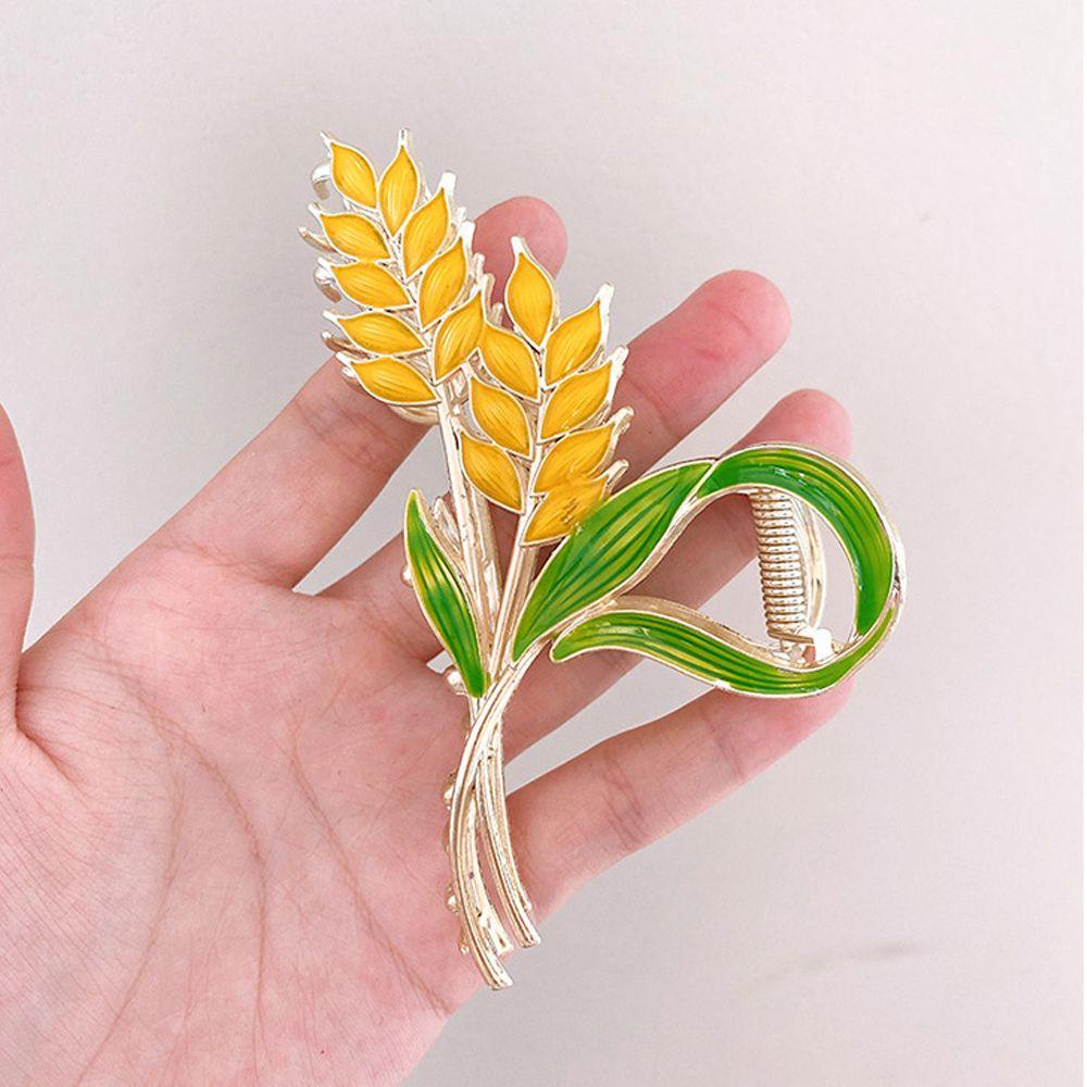 Fallforbeauty Kẹp Tóc Càng Cua Hình Lá Lúa Mì Thanh Lịch Cá Tính Hợp Thời Trang Cho Nữ