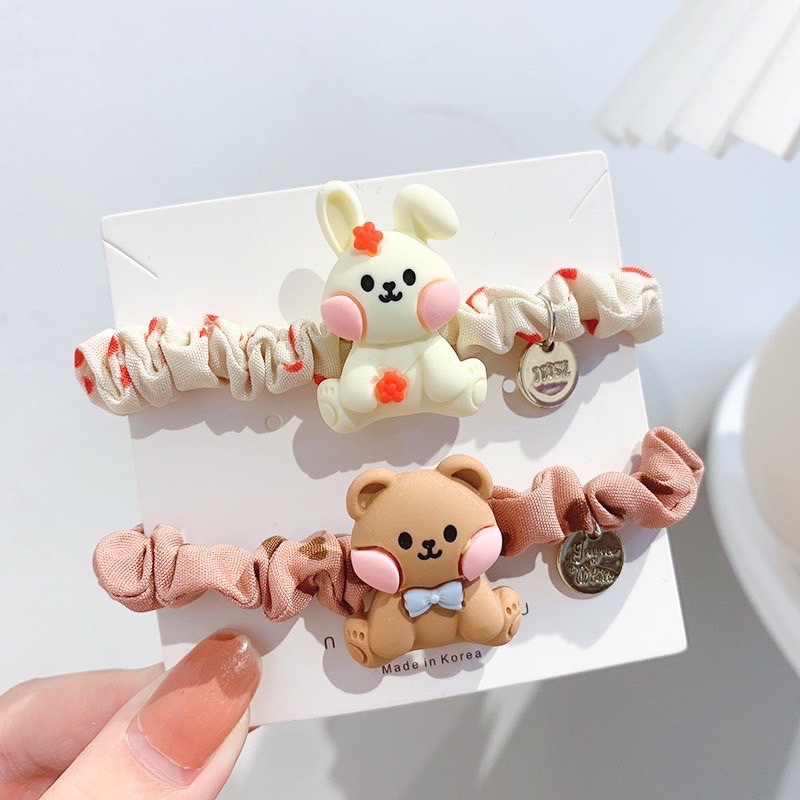 SET CỘT TÓC Gấu Nâu Thỏ Trắng xinh xắn