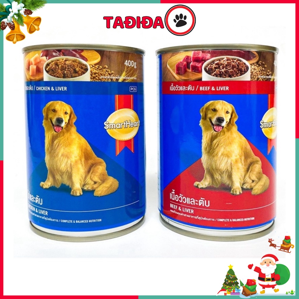 Pate lon cho Chó lớn SmartHeart 400g (Vị Bò &amp; Gà, Gan) , Thức ăn cho Chó an toàn – Tadida Pet