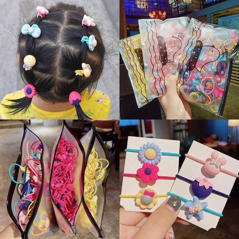 Set 20 Dây Buộc Tóc Co Giãn Không Đau Cho Bé Gái