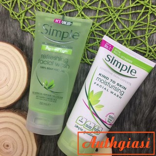 Sữa rửa mặt cho da nhạy cảm Simple Skin To Skin Refreshing Facial Wash Gel \ Moisturising Facial Wash 150ml