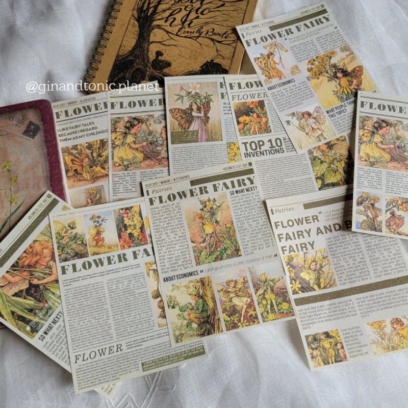 Set 10 tấm giấy nền trang trí fairy tale dùng decor sổ bullet journal - ginandtonic