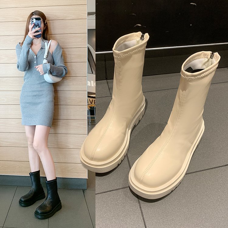 Đôi Giày Bốt Cổ Thấp Mũi Tròn Phối Khóa Kéo Thời Trang Sành Điệu Cho Nữ | BigBuy360 - bigbuy360.vn