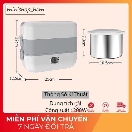 Hộp cơm cắm điện văn phòng 1 tầng 2 bát inox có chức năng giữ nhiệt, hâm đóng và tự nấu chín thức ăn đa năng