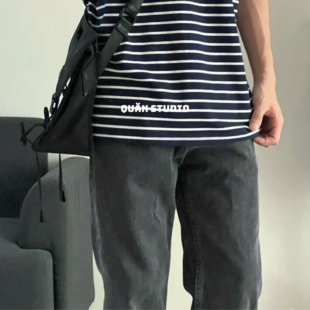 Quần Baggy Nam Ống Rộng Quăn Studio - Quần Jean Nam Màu Xám Dáng Suông Form Chuẩn Hàn Quốc QR04